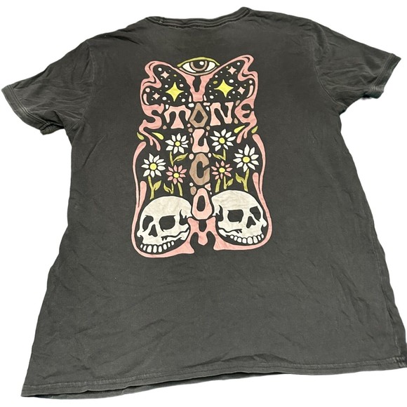Volcom Women Size XS 0/2 Short Sleeve Shirt Truly Ringer Tee BLK Skulls Organic - Picture 7 of 13